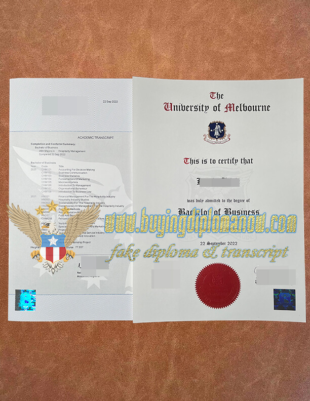 Melb Uni diploma and transcript