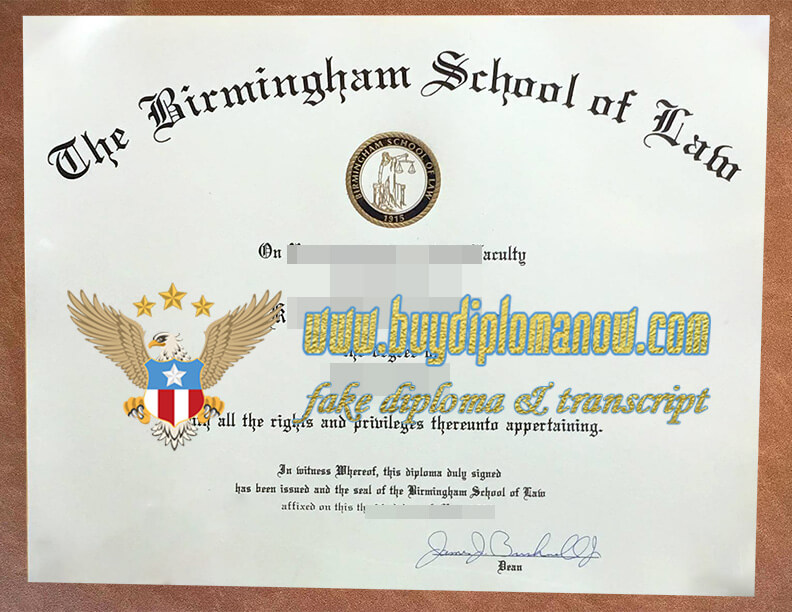 The same Birmingham School of Law diploma as the original, but it's a fake
